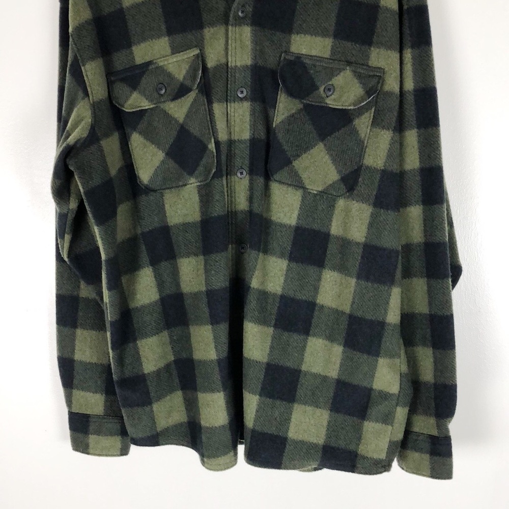 Wrangler Men's Dark Green Plaid Fleece Shacket - Picture 4 of 8
